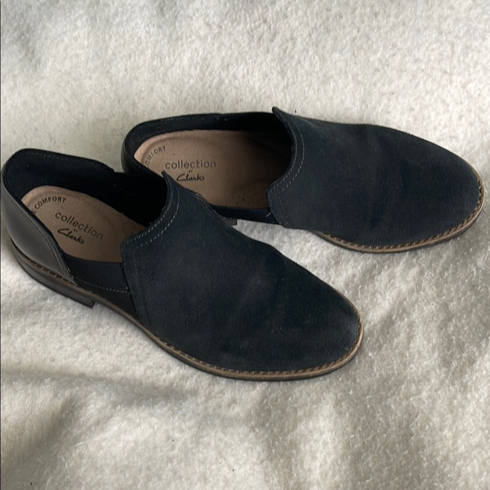 Clarks Black Slip-On Loafers with Cushioned Insole